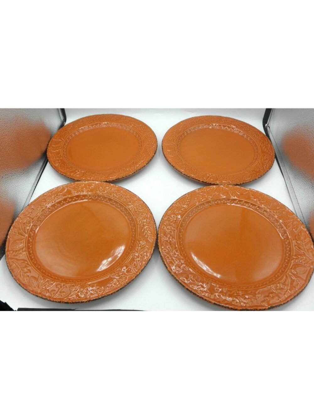 Hobby Lobby Fall 2022 Dinner Plates Embossed Accorn Oak Leaf Design Set of 4